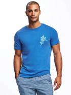 Old Navy Garment Dyed Graphic Crew Neck Tee For Men - Bluest Eye