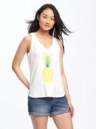 Old Navy Relaxed Graphic Tank For Women - Cream