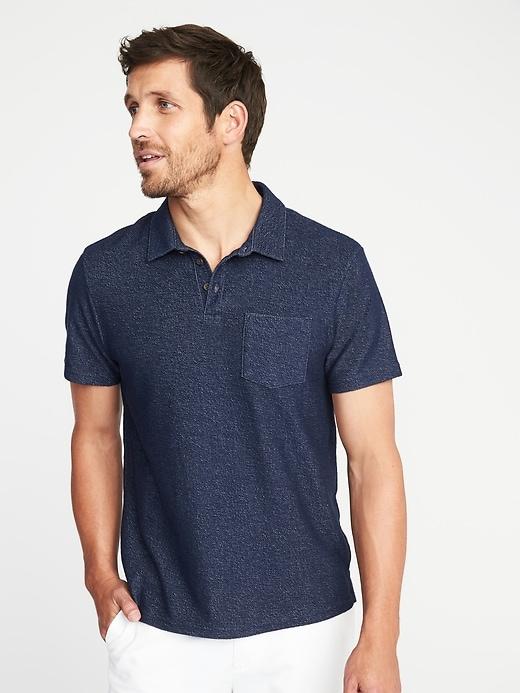 Old Navy Mens Loop-terry Pocket Polo For Men Lost At Sea Navy Size L