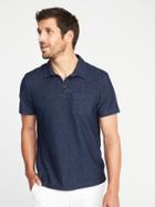 Old Navy Mens Loop-terry Pocket Polo For Men Lost At Sea Navy Size L