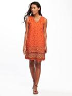 Old Navy Printed Tassel Shift Dresss For Women - Red Combo