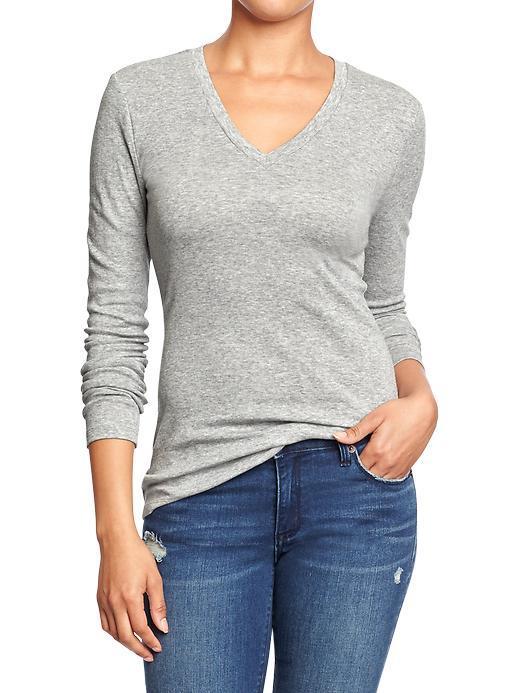 Old Navy Womens Perfect V Neck Tees - Medium Gray Heather
