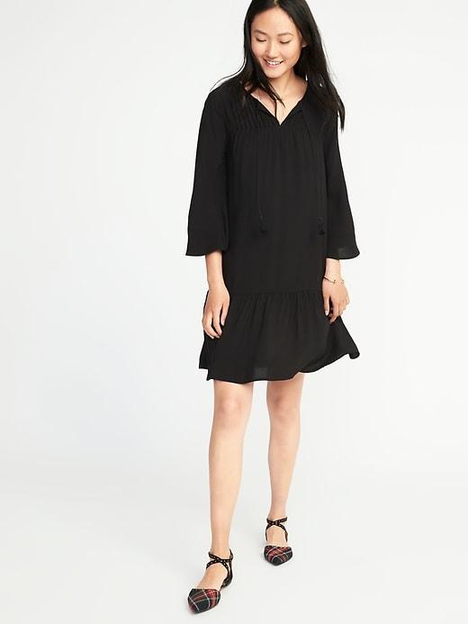 Old Navy Womens Pintuck Swing Dress For Women Black Size S