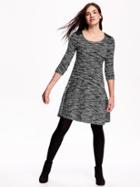 Old Navy Fit &amp; Flare Knit Dress Size L Tall - Black Marl