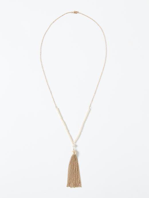 Old Navy Beaded Tassel Chain Pendant For Women - Blush