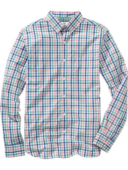 Old Navy Mens Slim Fit Classic Shirts Size Xxl Big - Blue Calcite