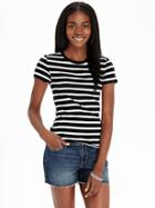 Old Navy Womens Perfect Crew Neck Tees Size L Tall - Black Stripe Top