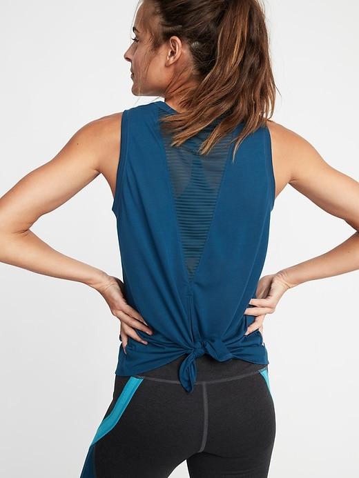 Old Navy Womens Stripe-mesh Tie-back Tank For Women Victorian Blue Size Xs