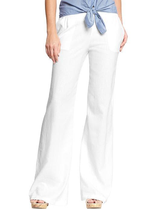Old Navy Womens Women';s Wide-leg Linen-blend Pants Bright White Size M