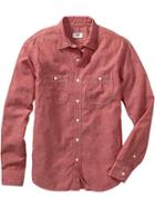 Old Navy Mens Slim Fit Chambray Shirts Size L Tall - Red Chambray
