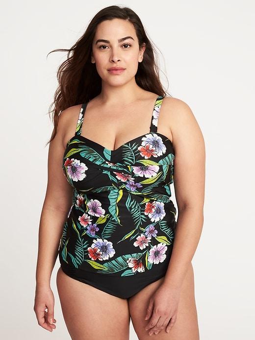 Old Navy Womens Underwire Plus-size Tankini Top Black Floral Size 4x
