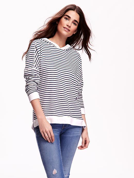 Old Navy Relaxed Drop Shoulder Hoodie - Navy Stripe