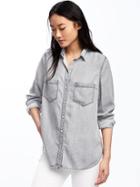 Old Navy Relaxed Soft Tencel Shirt For Women - Carbon
