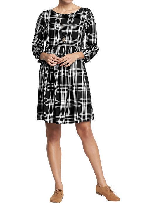 Old Navy Womens Plaid Twill Dresses Size L Tall - Black Plaid