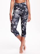Old Navy Go Dry Cool High Rise Compression Crops For Women - Black Gray Floral