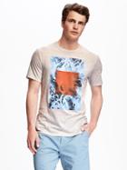 Old Navy Beneath The Waves Graphic Tee For Men - Heather Oatmeal