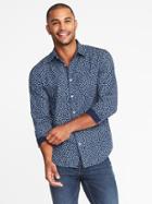 Old Navy Mens Slim-fit Indigo Printed Shirt For Men Navy Blue Print Size M