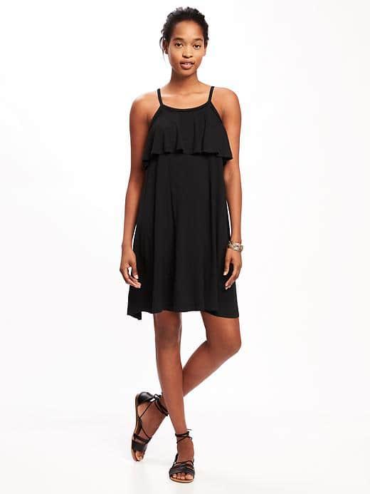 Old Navy Ruffle Trim Swing Dress For Women - Black
