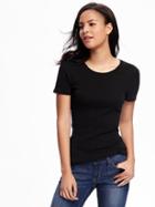 Old Navy Womens Fitted Crew-neck Tee For Women Black Size Xl