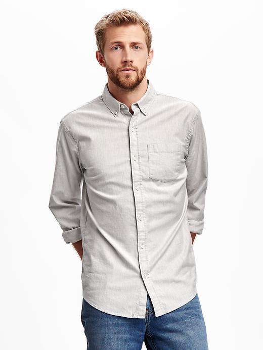 Old Navy Slim Fit Oxford Stretch Shirt For Men - Heather Grey
