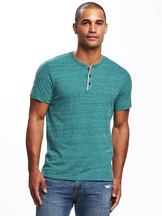 Old Navy Jersey Henley For Men - Teal We Meet