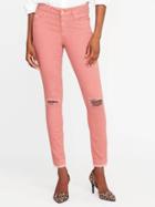Old Navy Mid Rise Rockstar Distressed Super Skinny Ankle Jeans For Women - Pink Quartz