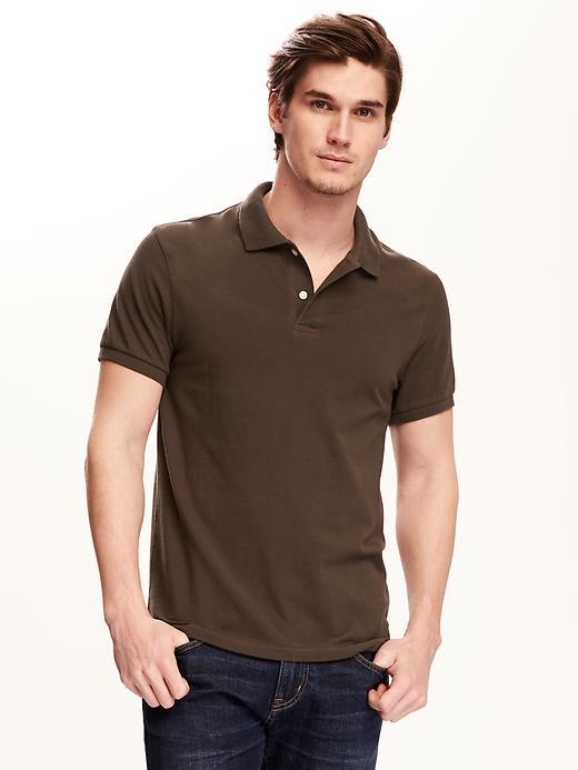 Old Navy Short Sleeve Pique Polo For Men - Dark Chocolate