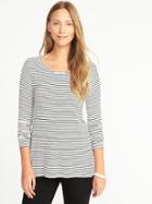 Old Navy Womens Luxe Crew-neck Swing Tee For Women White Stripe Size M