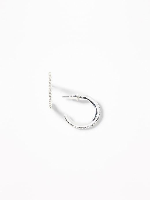 Old Navy  Mini Rhinestone Hoop Earrings For Women Silver Size One Size