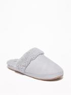 Old Navy Womens Faux-suede Sherpa-lined Slide Slippers For Women Gray Size 6/7