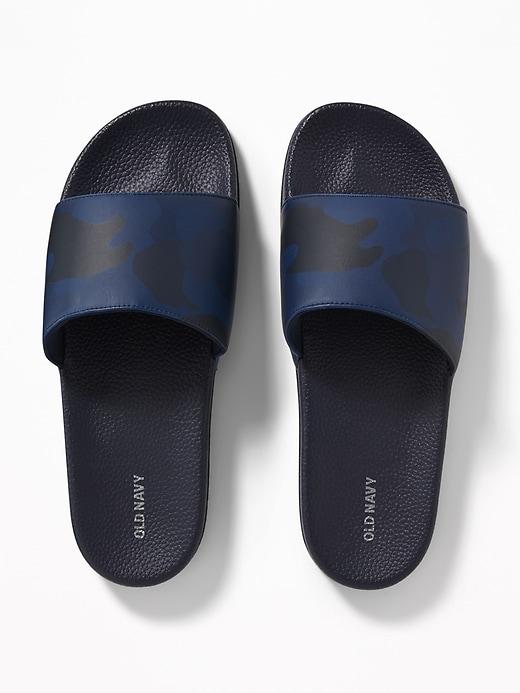 Old Navy Mens Faux-leather Slide Sandals For Men Navy Blue Size 10/11