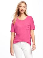 Old Navy Linen Blend Boyfriend Tee For Women - In The Pink