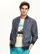 Old Navy Chambray Bomber Jacket For Men - Chambray Blue