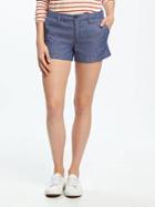 Old Navy Relaxed Linen Blend Shorts For Women 3 1/2 - Medium Indigo