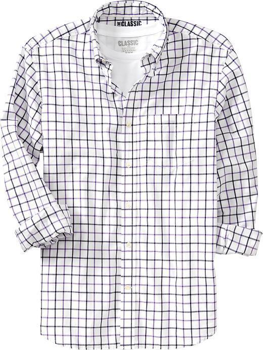 Old Navy Mens Everyday Classic Regular Fit Shirts - Lilac Plaid