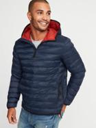 Old Navy Mens Water-resistant Quilted 1/4-zip Hooded Jacket For Men In The Navy Size S