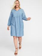 Old Navy Womens Embroidered Plus-size Tassel-tie Chambray Shift Dress Dark Wash Size 1x