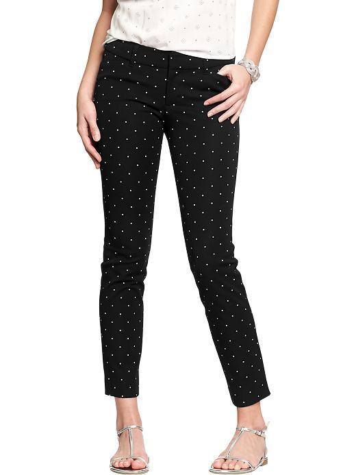 Old Navy Womens The Pixie Skinny Ankle Pants - Black/white Dots