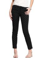 Old Navy Womens The Pixie Skinny Ankle Pants - Black/white Dots