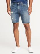 Old Navy Mens Slim Built-in Flex Denim Cut-off Shorts For Men (9) Destroyed Wash Size 30w