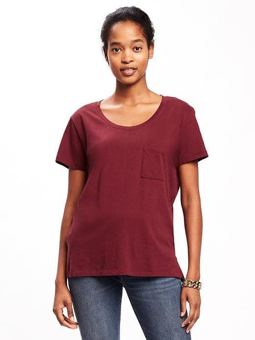 Old Navy Boyfriend Pocket Tee For Women - Gosh Garnet