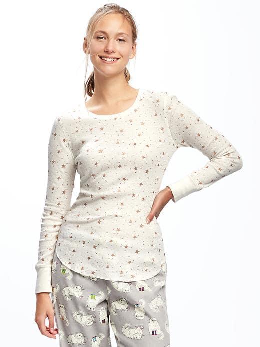 Old Navy Thermal Crew Neck Tee For Women - Creme De La Creme
