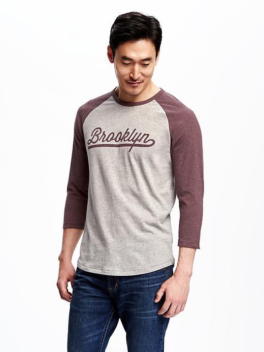 Old Navy Graphic Baseball Tee For Men - Gray Combo