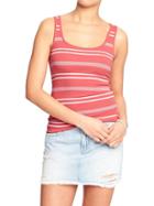 Old Navy Womens Perfect Pop Color Tanks Size M Tall - Bright Guava Stripe