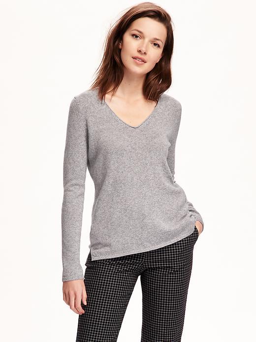 Old Navy Classic Marled V Neck Pullover For Women - Grey Marl
