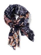 Old Navy Printed Raw Edge Scarf For Women - Blue Multi Floral