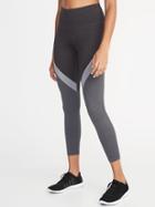 Old Navy Womens High-rise Color-blocked 7/8-length Compression Leggings For Women Medium Gray Size M