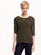 Old Navy Hi Lo Mesh Pullover For Women - Pine Needles