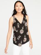 Old Navy Relaxed Cutout Back Blouse For Women - Black Print