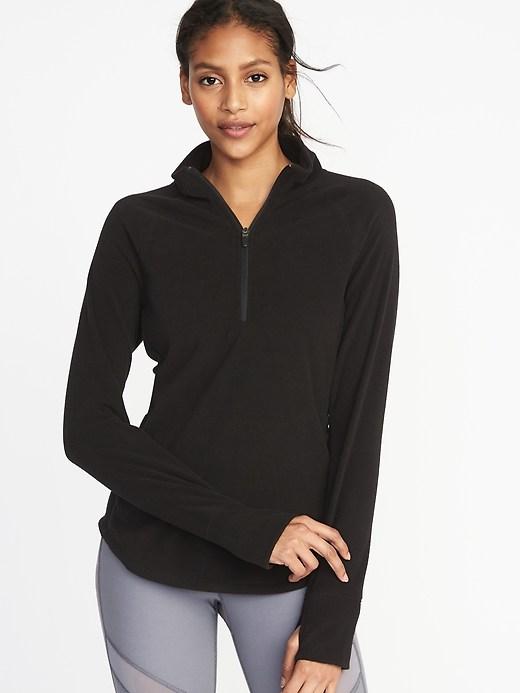Old Navy Womens Micro Performance Fleece 1/4-zip Pullover For Women Black Size S